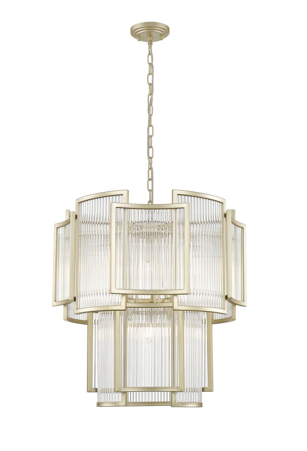 Impex Lighting Antigua 8-Light Matt Gold Crystal Pendant Chandelier