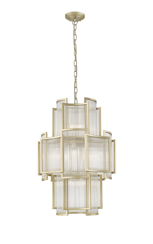 Impex Lighting Antigua 11-Light Matt Gold Crystal Pendant Chandelier
