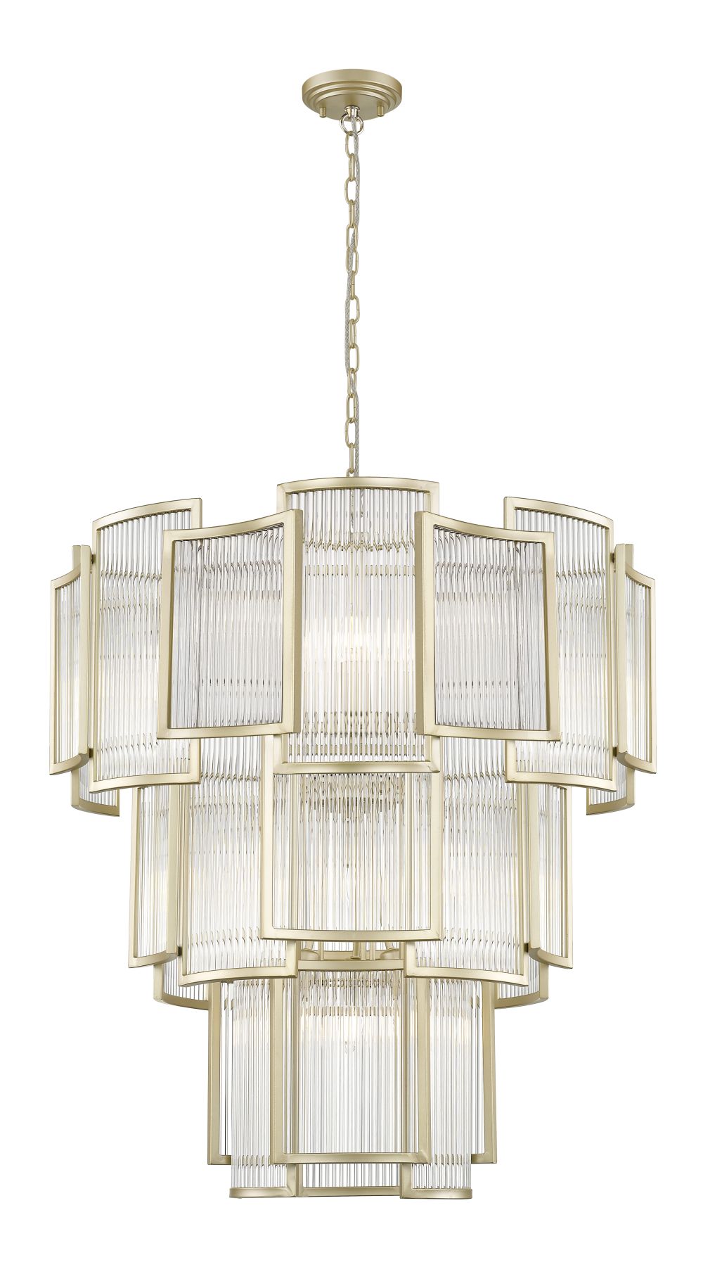 Impex Lighting Antigua 13-Light Matt Gold Crystal Pendant Chandelier