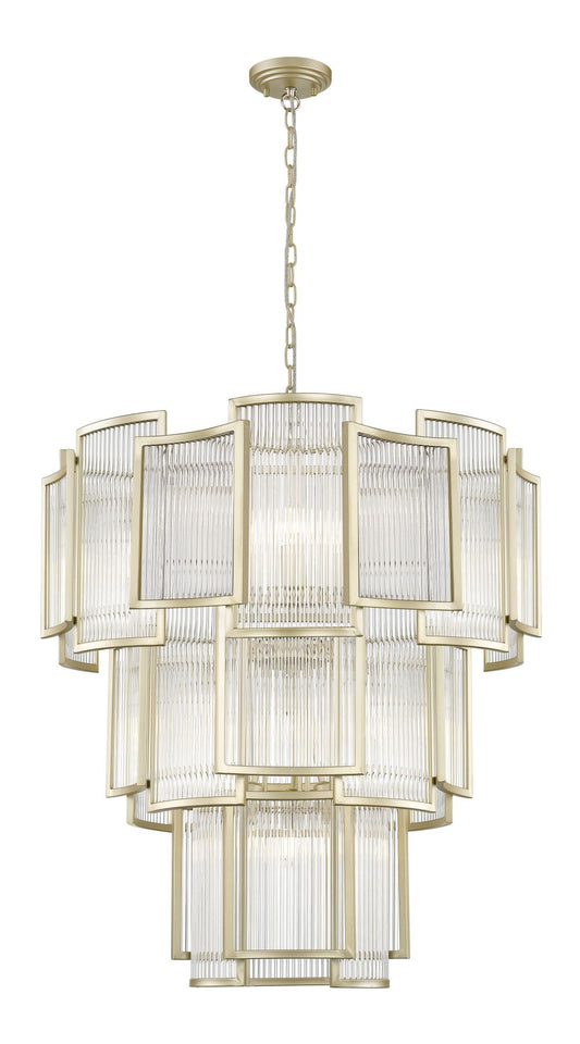 Impex Lighting Antigua 13-Light Matt Gold Crystal Pendant Chandelier