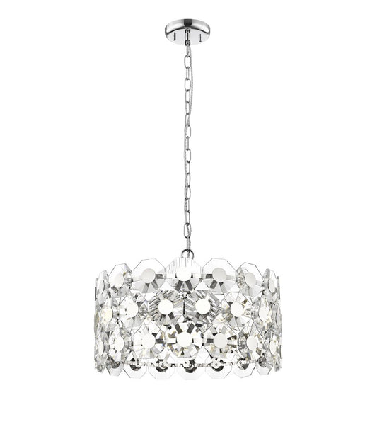 Impex Lighting Bahamas 6-Light Chrome Crystal Drum Pendant Chandelier