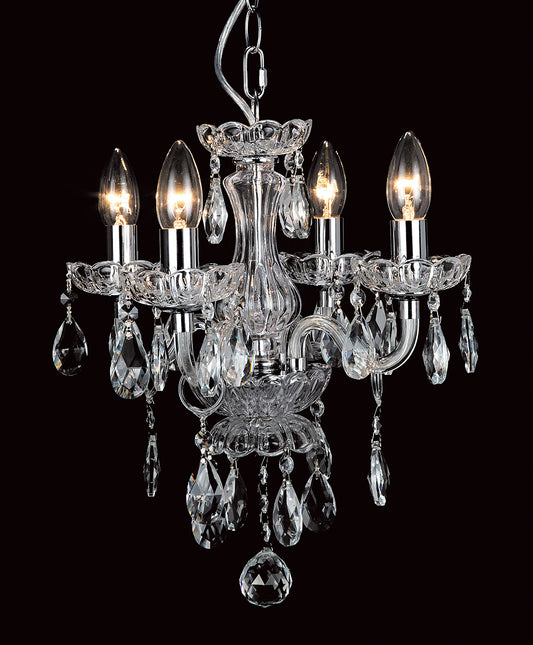 Impex Lighting Rodeo 4-Light Clear Crystal Chrome Candle Chandelier