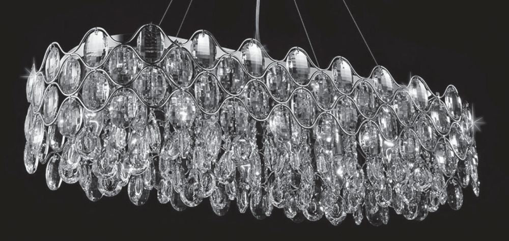 Impex Lighting Raina 10-Light Oblong Crystal Chrome Island Chandelier