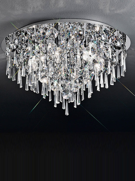 Franklite Jazzy 600mm Chrome Crystal Flush Chandelier
