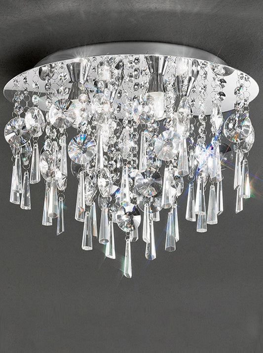 Franklite 400mm Chrome Crystal IP44 Flush Chandelier