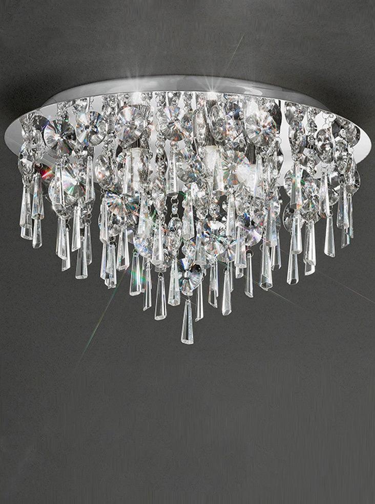 Franklite 500mm Chrome Crystal IP44 Flush Chandelier