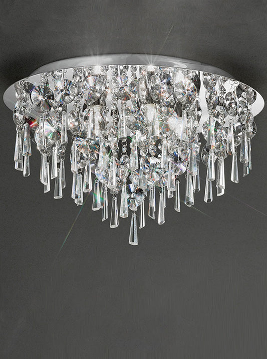Franklite 500mm Chrome Crystal IP44 Flush Chandelier