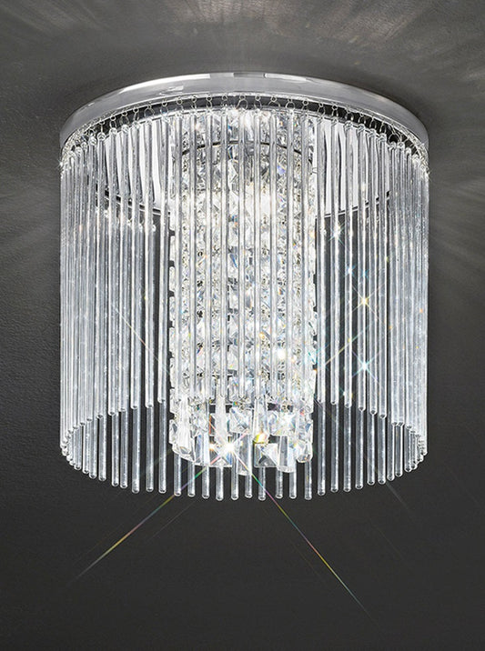Franklite Charisma 350mm Chrome Crystal Glass Rod Flush Chandelier