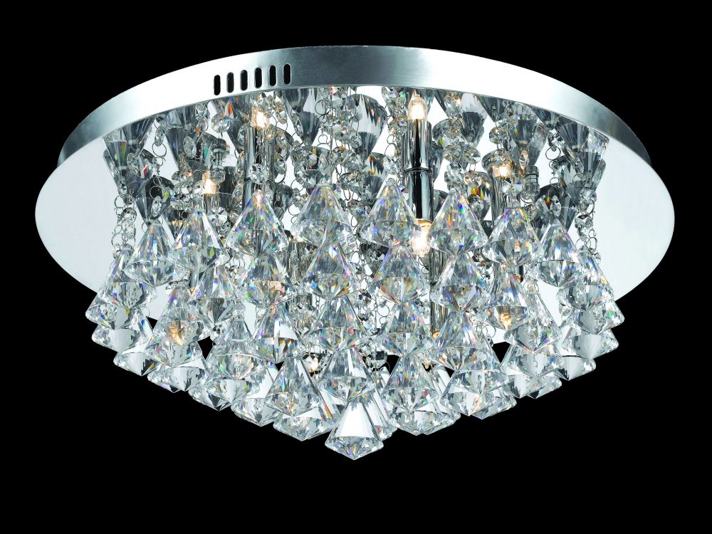 Impex Lighting Parma 6-Light Chrome Crystal Flush Chandelier