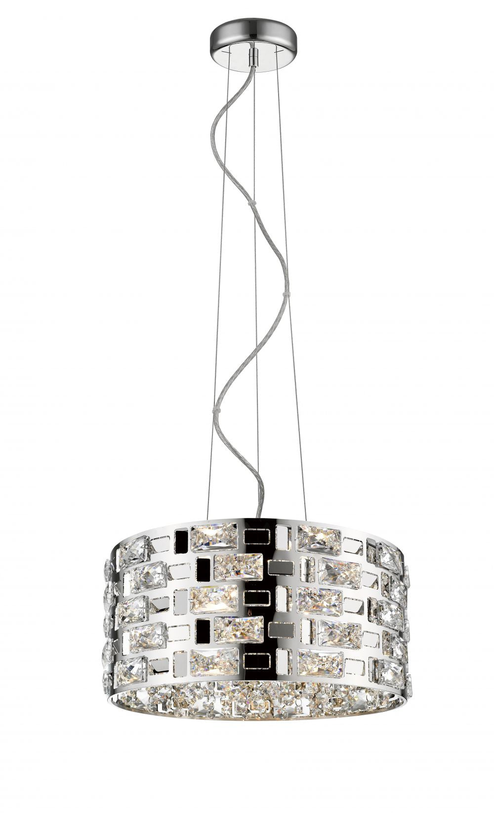 Impex Lighting Lola 5-Light Crystal Chrome Drum Pendant Chandelier