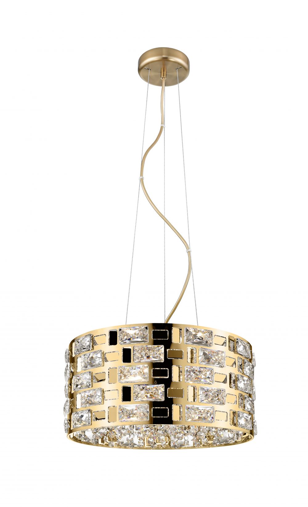 Impex Lighting Lola 5-Light Crystal Gold Drum Pendant Chandelier