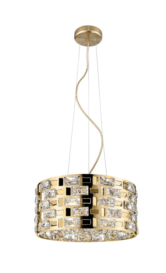 Impex Lighting Lola 5-Light Crystal Gold Drum Pendant Chandelier