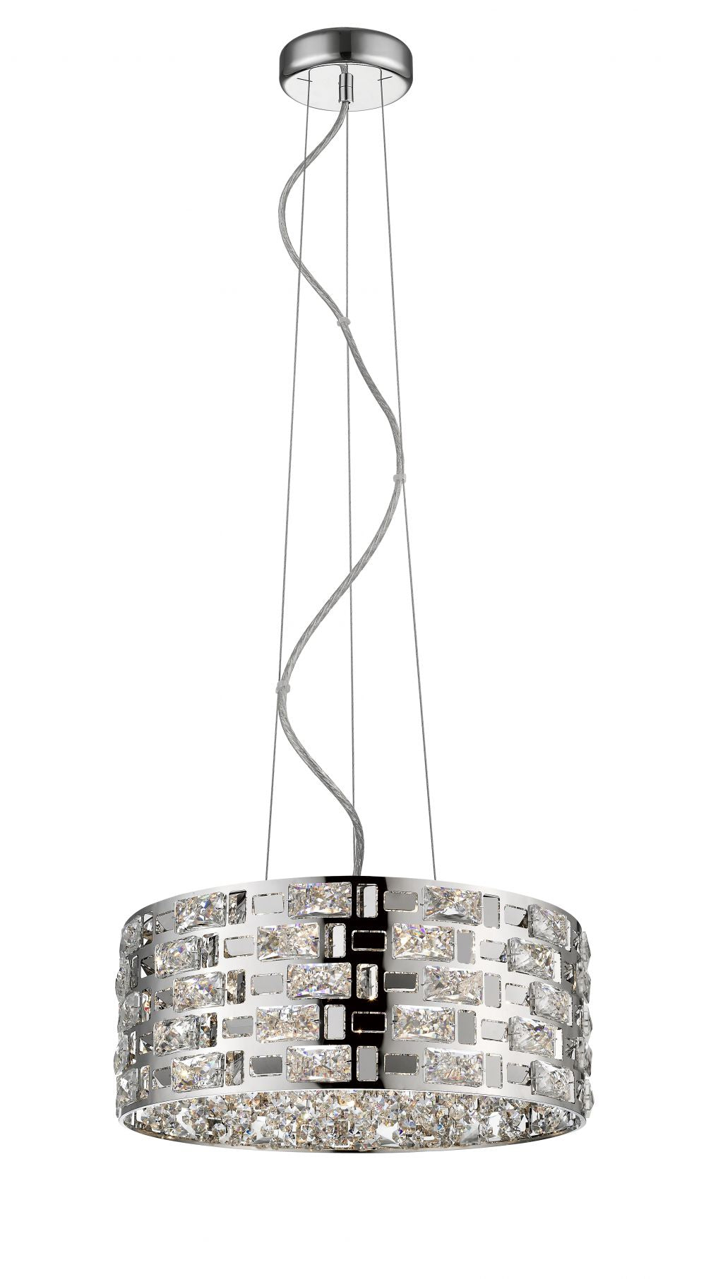 Impex Lighting Lola 6-Light Crystal Chrome Drum Pendant Chandelier