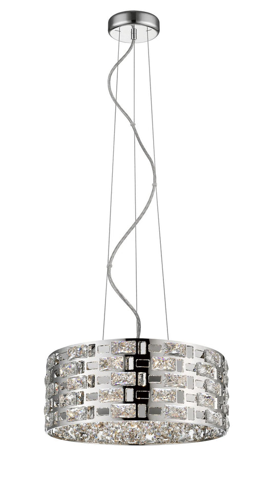 Impex Lighting Lola 6-Light Crystal Chrome Drum Pendant Chandelier