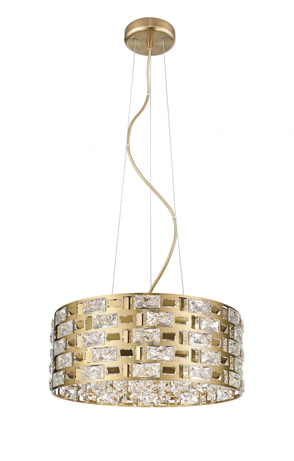 Impex Lighting Lola 6-Light Crystal Gold Drum Pendant Chandelier