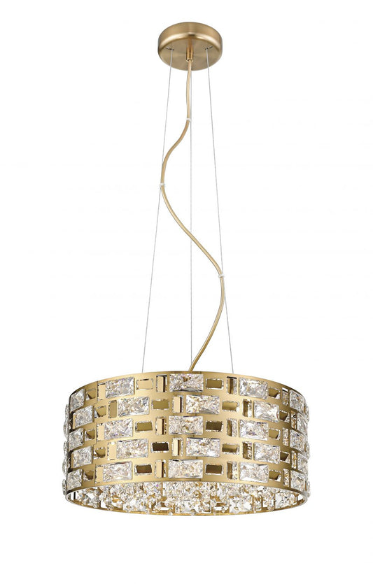 Impex Lighting Lola 6-Light Crystal Gold Drum Pendant Chandelier