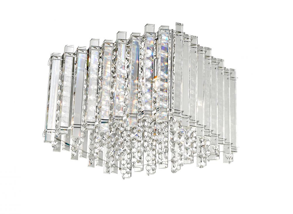 Impex Lighting Clara 4-Light Clear Crystal Square Chrome Flush Chandelier
