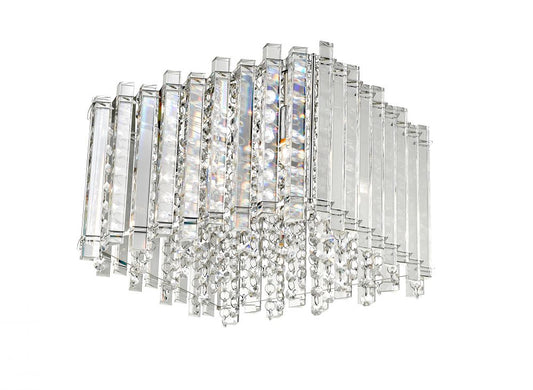 Impex Lighting Clara 4-Light Clear Crystal Square Chrome Flush Chandelier