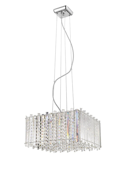 Impex Lighting Clara 5-Light Chrome Square Crystal Pendant Chandelier