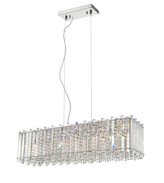 Impex Lighting Clara 7-Light Clear Crystal Oblong Chrome Island Chandelier