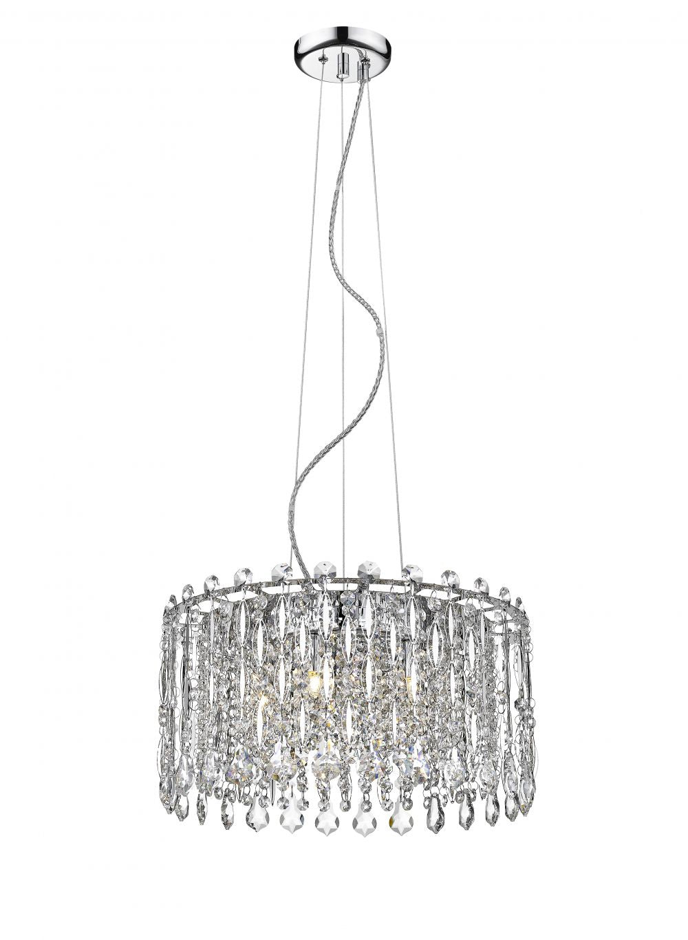 Impex Lighting Alita 5-Light Crystal Chrome Drum Pendant Chandelier