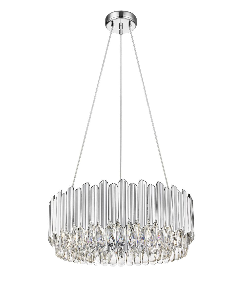 Impex Lighting Grenada 6-Light Crystal Chrome Drum Pendant Chandelier