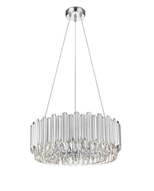 Impex Lighting Grenada 6-Light Crystal Chrome Drum Pendant Chandelier