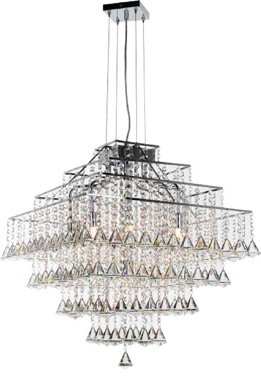 Impex Lighting Parma Square Medium 10-Light Crystal Chrome Hanging Chandelier