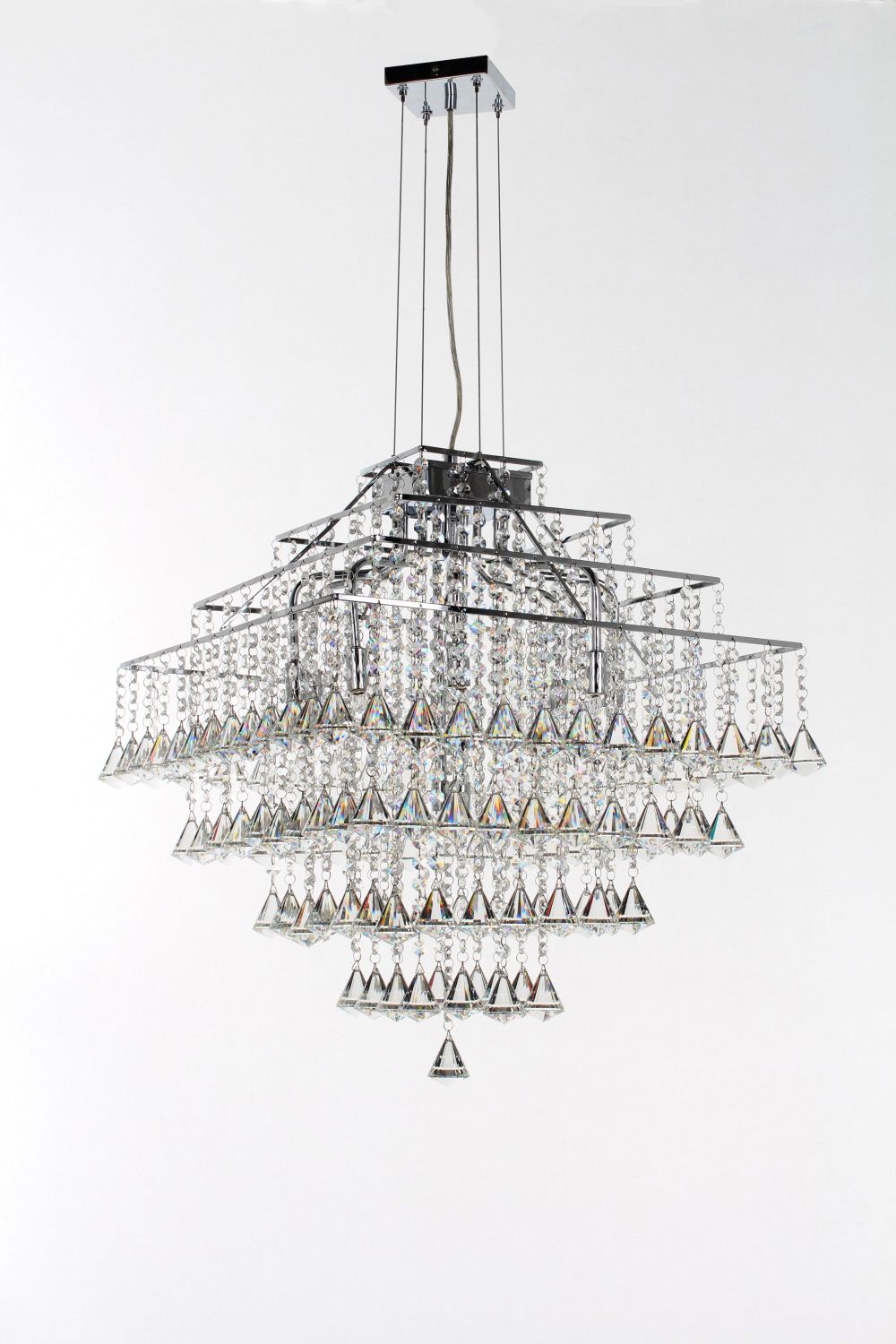 Impex Lighting Parma Square Large 12-Light Crystal Chrome Hanging Chandelier