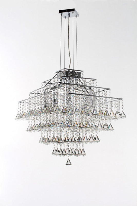 Impex Lighting Parma Square Large 12-Light Crystal Chrome Hanging Chandelier