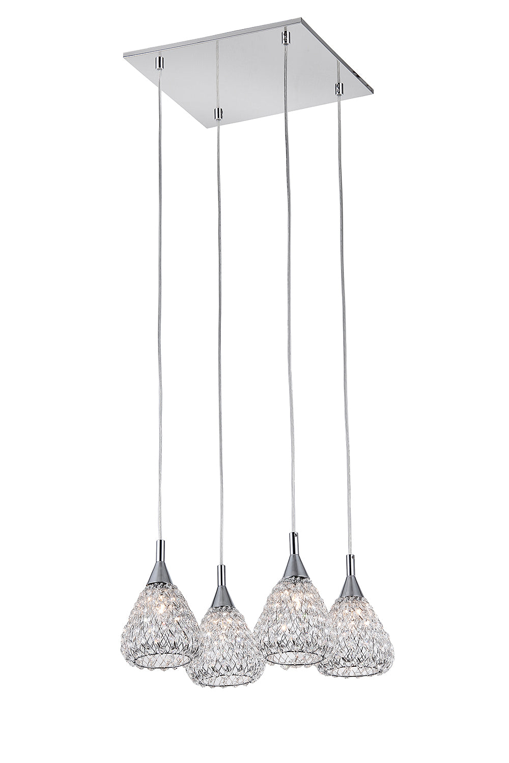 Impex Lighting Simone 4-Light G9 Crystal Chrome Adjustable Pendant Chandelier