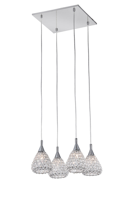 Impex Lighting Simone 4-Light G9 Crystal Chrome Adjustable Pendant Chandelier