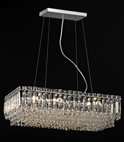 Impex Lighting Alvery Large 8-Light Crystal Oblong Chrome Chandelier