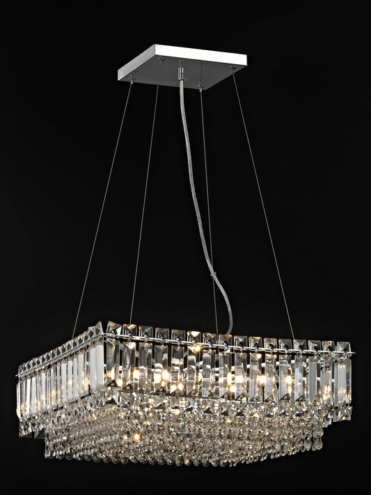 Impex Lighting Alvery Large 9-Light Crystal Square Chrome Chandelier