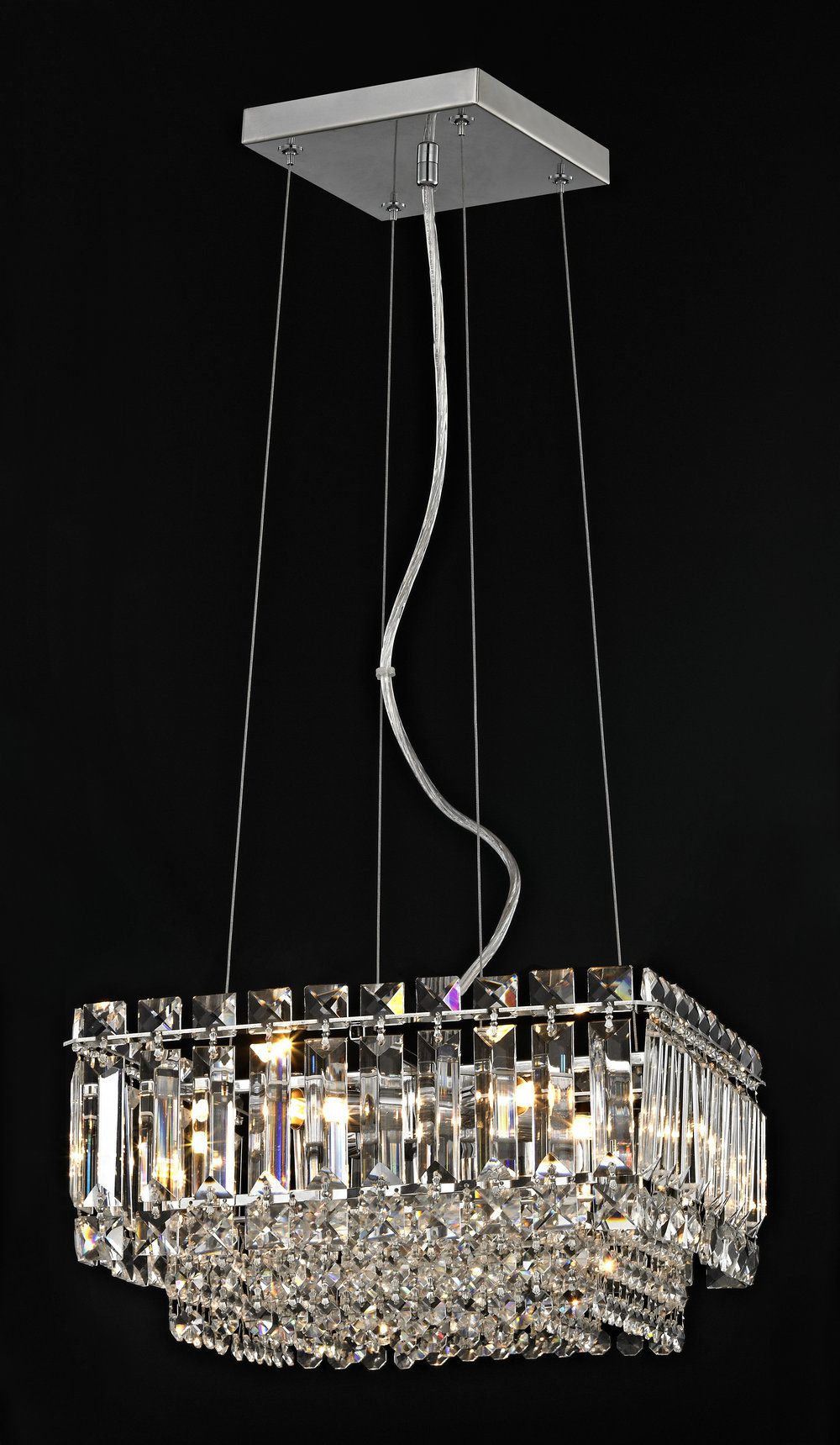 Impex Lighting Alvery Small 5-Light Crystal Square Chrome Chandelier