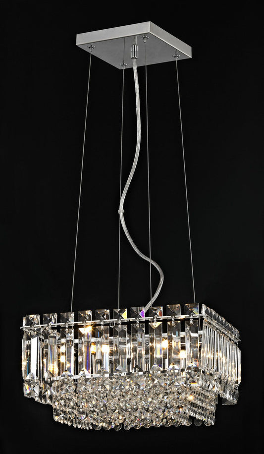 Impex Lighting Alvery Small 5-Light Crystal Square Chrome Chandelier