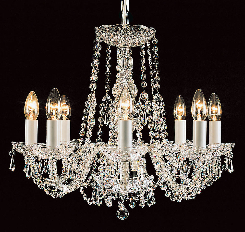 Impex Lighting Modra 8-Light Crystal Strass Chrome Candle Chandelier