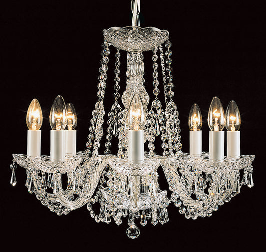 Impex Lighting Modra 8-Light Crystal Strass Chrome Candle Chandelier