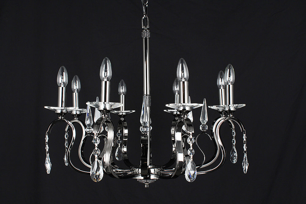 Impex Lighting Rhinestone & Crystal 8-Light Gunmetal Candle Chandelier
