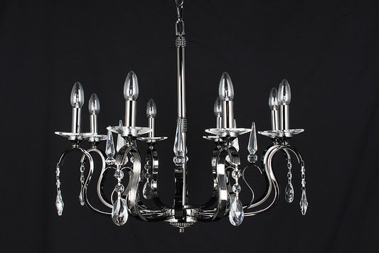 Impex Lighting Rhinestone & Crystal 8-Light Gunmetal Candle Chandelier
