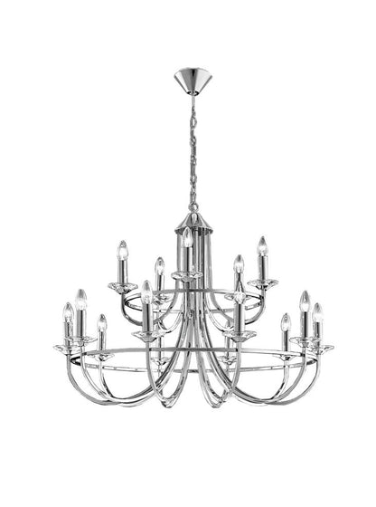 Franklite Carousel 15-Light Chrome Crystal Candle Chandelier