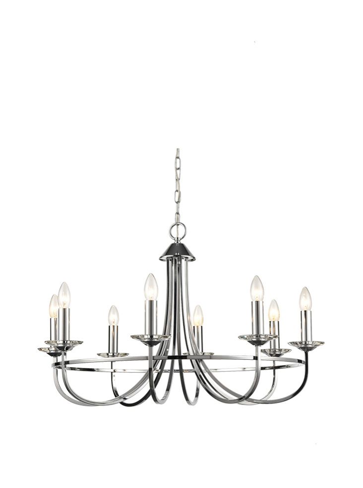 Franklite Carousel 8-Light Chrome Crystal Candle Chandelier