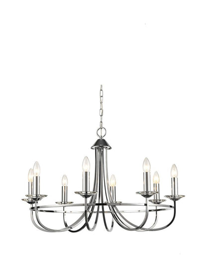 Franklite Carousel 8-Light Chrome Crystal Candle Chandelier