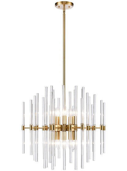 Franklite Celestial 10-Light Aged Brass Glass Rod Pendant Chandelier