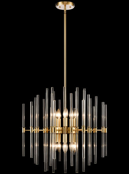 Franklite Celestial 10-Light Aged Brass Glass Rod Pendant Chandelier