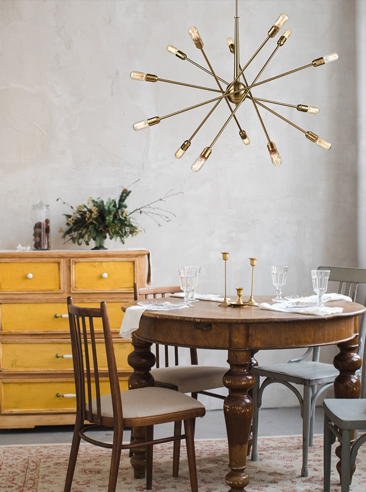 Franklite Centrix 14-Light Old Gold Adjustable Arm Sputnik Chandelier