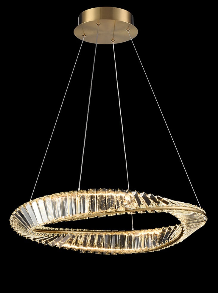 Franklite Cleopatra 47W Aged Brass LED Crystal Ring Chandelier