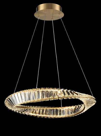 Franklite Cleopatra 47W Aged Brass LED Crystal Ring Chandelier