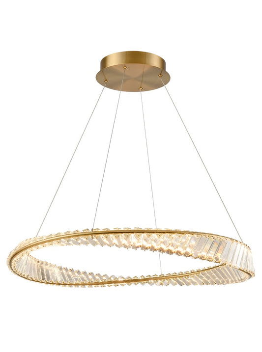 Franklite Cleopatra 55W Aged Brass LED Crystal Ring Chandelier