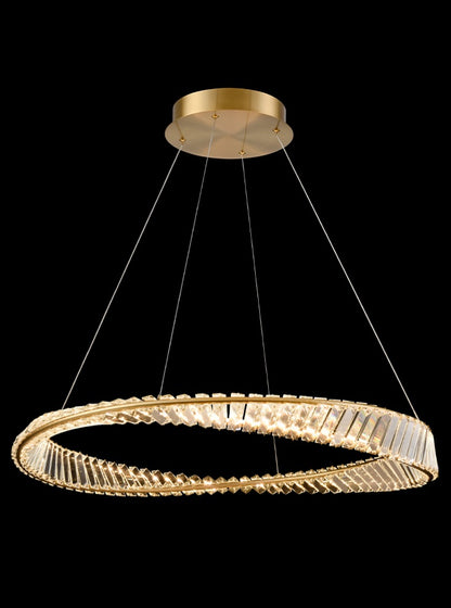 Franklite Cleopatra 55W Aged Brass LED Crystal Ring Chandelier